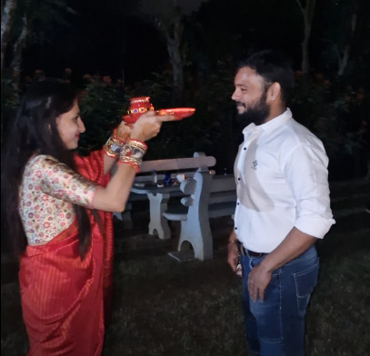 Beautiful Flower and Diya Rangoli