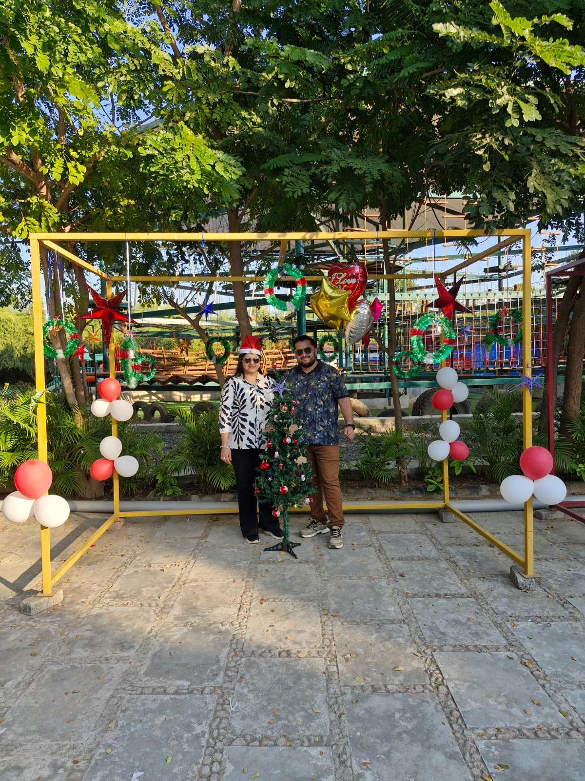 Couple at Christmas Setup