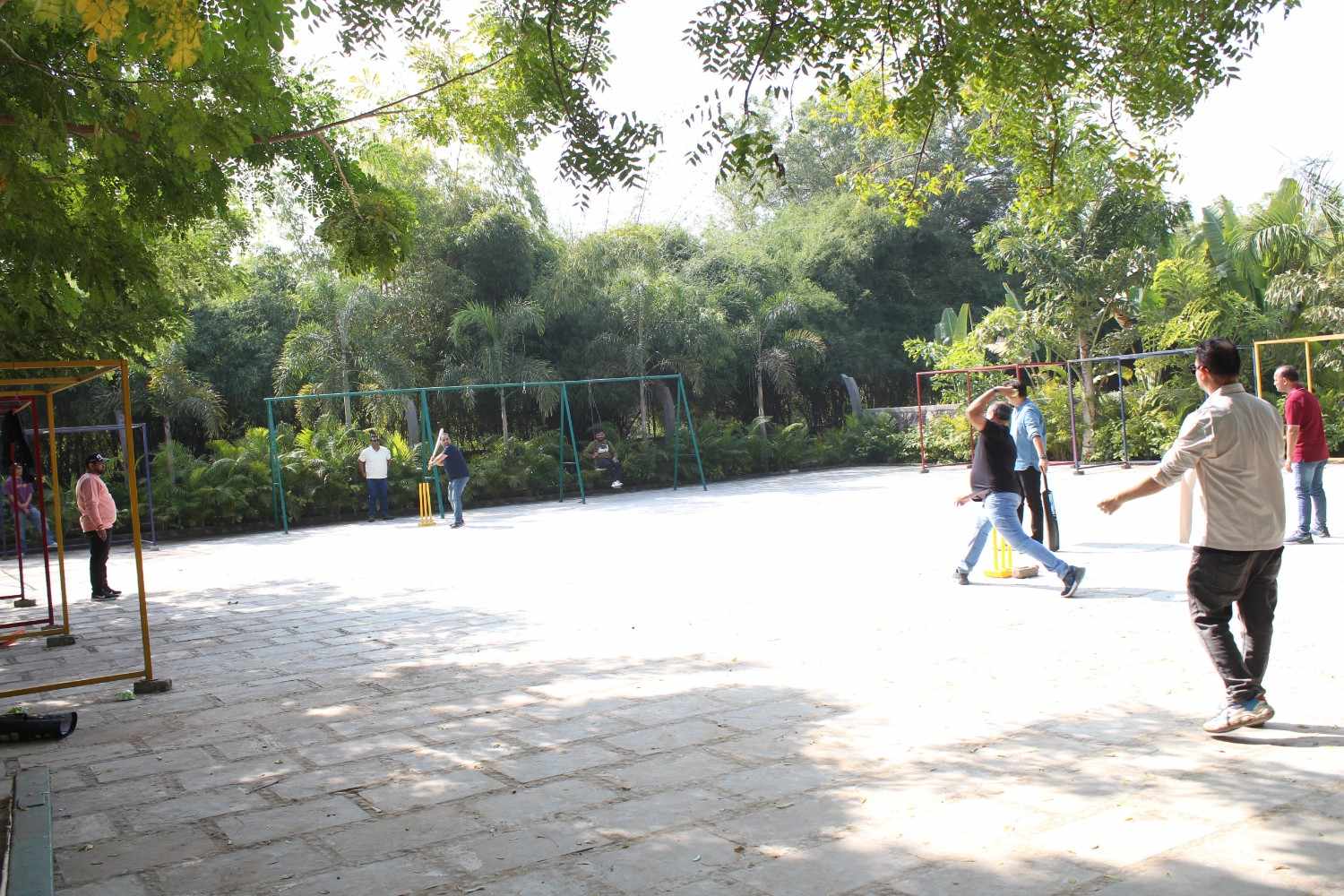 Bowling action in cricket match