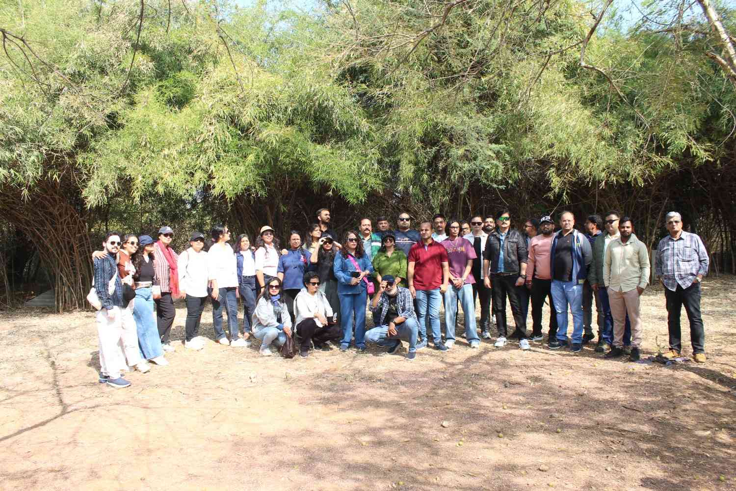 Group photo near bamboo trees