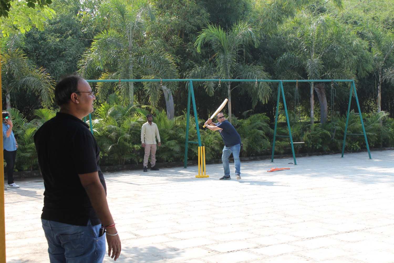 Batter getting ready to play