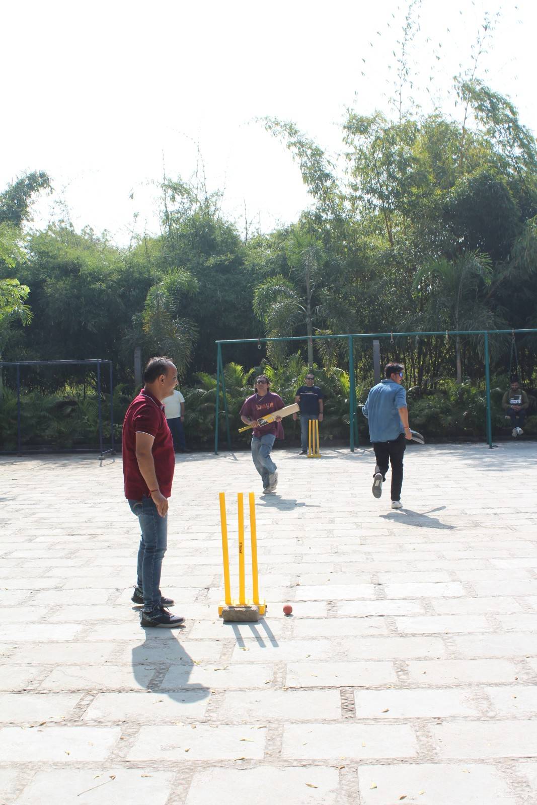 Batter hitting the ball