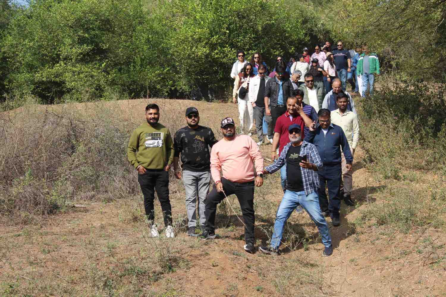 Trekking on a dirt path
